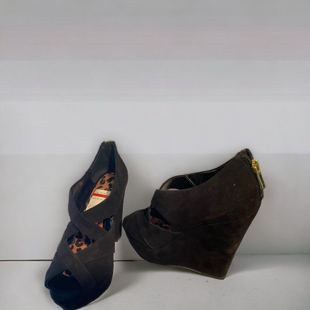 Jessica Simpson Meek Black Wedge Suede Shoes 7.5 - Picture 4 of 8